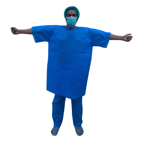 Disposable patient dress front side