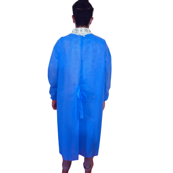 Back view of non-woven disposable surgical gown for medical use in Pakistan