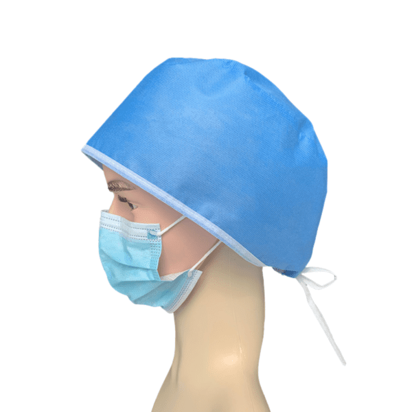 Side view of disposable surgical bouffant cap on dummy - doctor cap for medical use in Pakistan