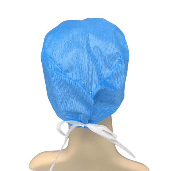 Back view of OT tie cap with ribbon closure - disposable surgical cap price in Pakistan